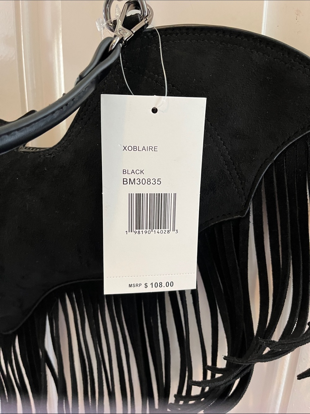 Betsy Johnson Black Bat Fringe Shoulder Bag - Picture 2 of 15